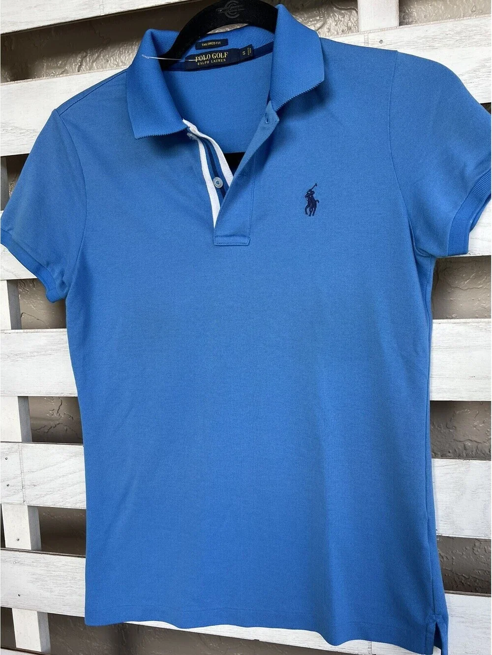 Ralph Lauren Golg Blue Pony Casual Polo Shirt Tailored Fit  Size S.